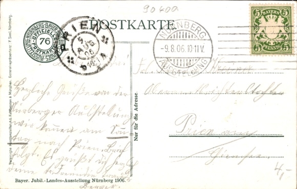 Artist Postcard Nuremberg in Middle Franconia Bavaria, Forestry Exhibition 1906