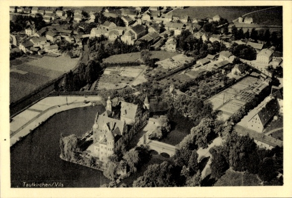 Ak Taufkirchen an der Vils Oberbayern, Fliegeraufnahme