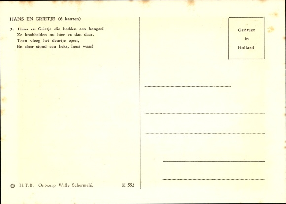 Artist Postcard Schermelé, Willy, Hansel and Gretel, fairy tales, Brothers Grimm, witch