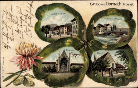 Cloverleaf Chromo-Litho Dornach Canton Solothurn Switzerland, monastery, monument, Amtshausplatz