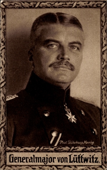 Passepartout Ak Generalmajor von Lüttwitz, Portrait, Pour le Mérite Orden