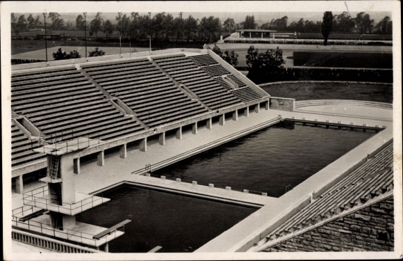 PC Berlin Charlottenburg Westend, Reichssportfeld, view from Deutsche Kampfbahn to the swimming stadium