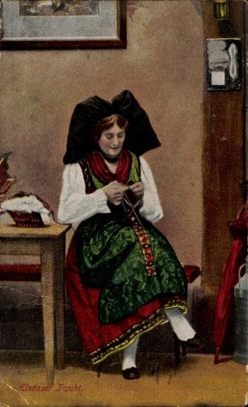 Ak Elsässerin in Tracht, Porträt