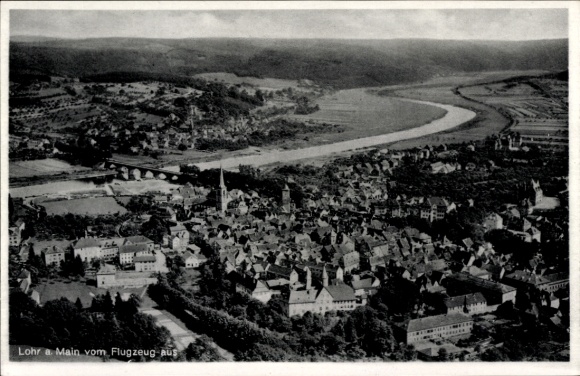 Postcard Lohr am Main Lower Franconia, aerial photograph