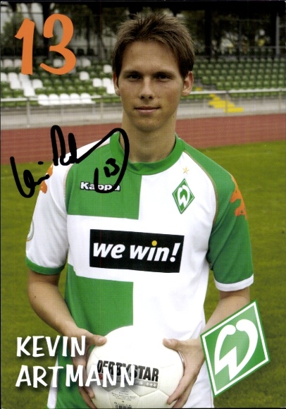 Autogrammkarte Fußballer Kevin Artmann, Werder Bremen, Autogramm