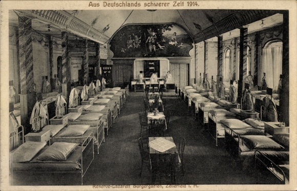 Postcard Clausthal Zellerfeld in the Upper Harz, Reserve Hospital Bürgergarten, 1914