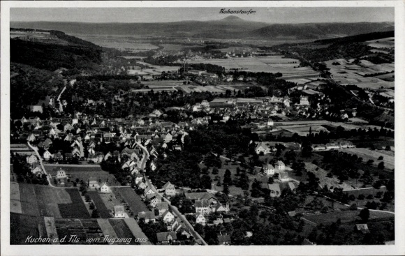 Postcard Kuchen in Württemberg, aerial photograph
