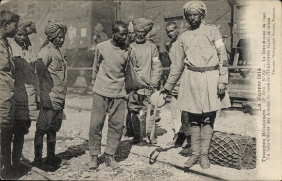 CPA Troupes Hindoues, La Guerre 1914, Sons-Officer des Armées du Nord de l'Hindoustan