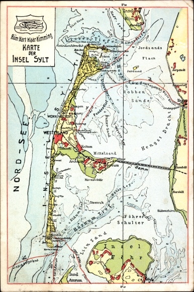 Maps PC Island of Sylt in North Friesland, Hengst Dracht, Island of Foehr, Hörnum Deep