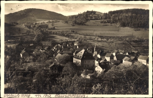 Ak Reschwitz Saalfelder Höhe Saalfeld an der Saale Thüringen, Totalansicht, Gasthof Heintz