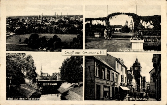 Ak Gronau in Westfalen, Totale, Pergola im Hindenburgpark, Bahnhofstraße