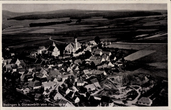 Postcard Bissingen in Swabia Bavaria, aerial photograph