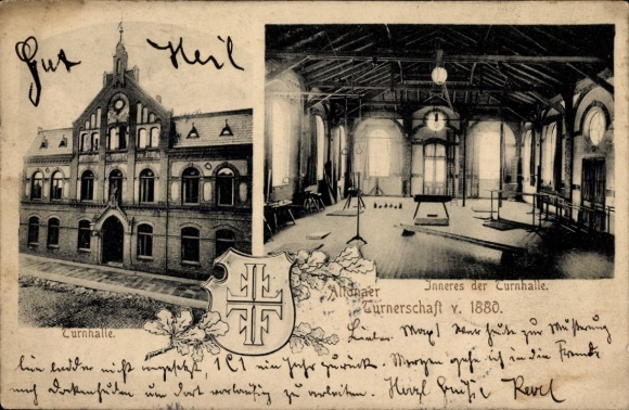 Ak Hamburg Altona, Turnerschaft von 1880, Turnhalle, Innenansicht