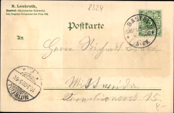 Chromo-Litho Lohmen in the Elbe Sandstone Mountains, bastion, bastion bridge