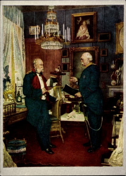 Künstler Ak Siemenroth, Konrad, Fürst Otto von Bismarck bei Kaiser Wilhelm I, Historisches Eckzimmer