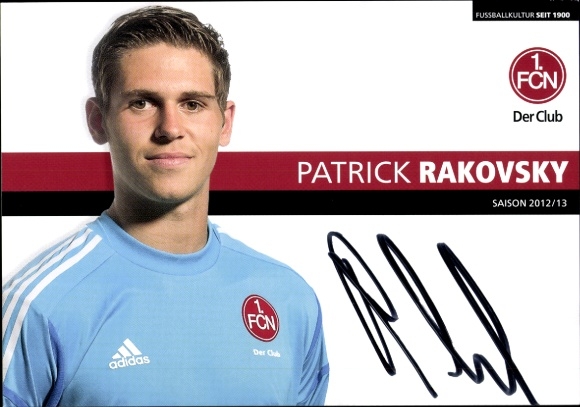 Autograph card footballer Patrick Rakovsky, 1. FC Nuremberg, autograph