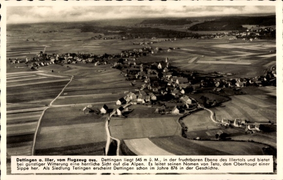 Postcard Dettingen an der Iller Oberschwaben, aerial photograph