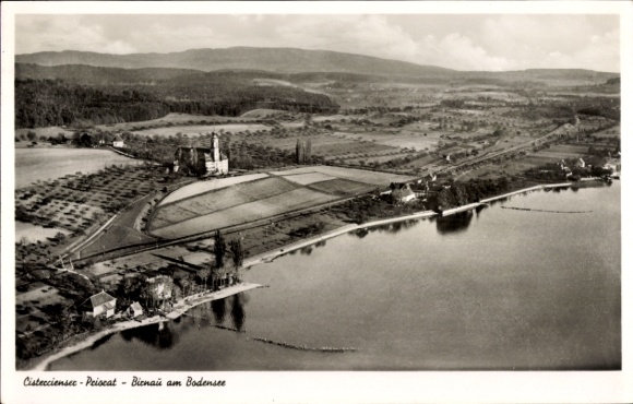 Postcard Birnau Uhldingen Mühlhofen am Bodensee, bird's eye view, church