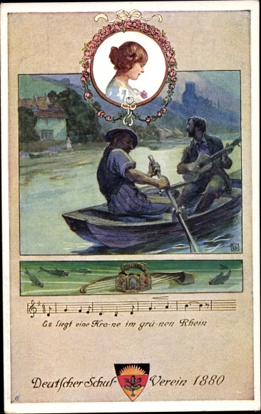 Song Postcard There is a crown in the green Rhine, German School Association No. 91