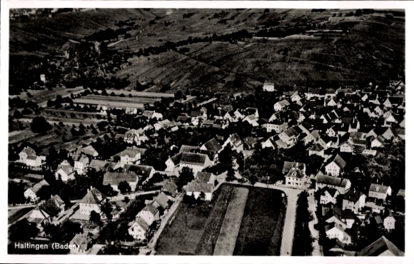 Ak Haltingen Weil am Rhein, Fliegeraufnahme