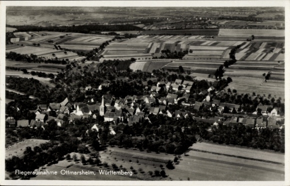 Postcard Ottmarsheim Besigheim am Neckar Württemberg, aerial photograph