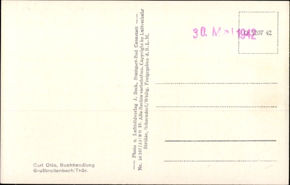Postcard Großbreitenbach in Thuringia, aerial photograph