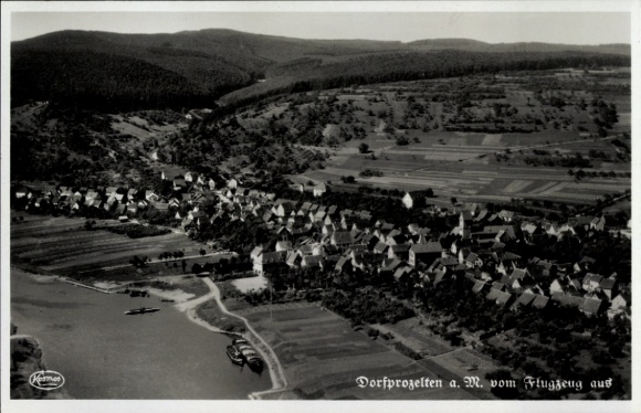 Postcard Dorfprozelten am Main Unterfranken, aerial photograph