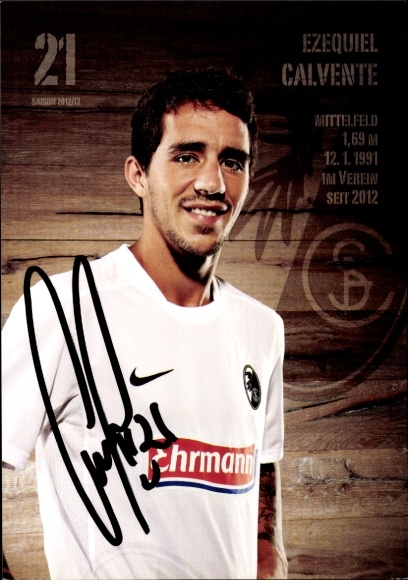 Autogrammkarte Fußballer Ezequiel Calvente, SC Freiburg, Autogramm