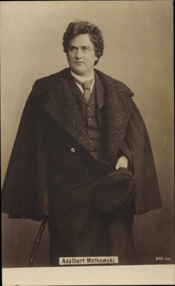 Ak-acteur Adalbert Matkowsky, portret, jas, hoed
