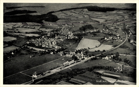 Postcard Helmstadt Bargen in Baden, aerial photograph