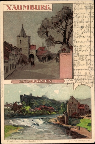 KP artysty Stagura, A., Naumburg an der Saale, Marientor, jaz Bad Kösen