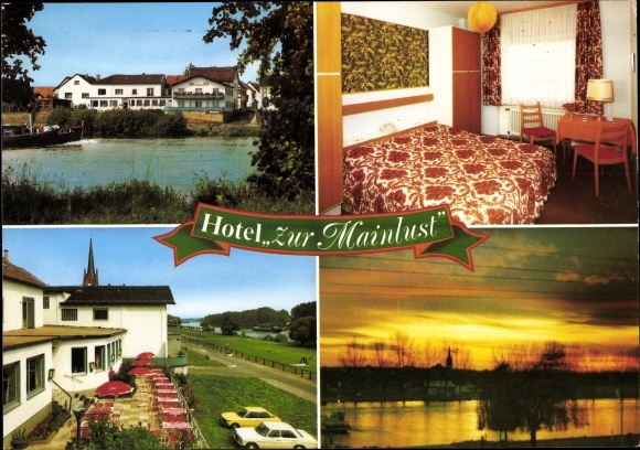 Postcard Dörnigheim am Main, Hotel Zur Mainlust, guest room, surroundings, terrace