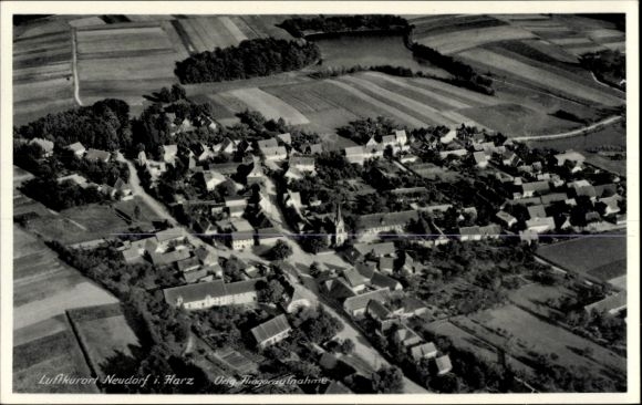 Ak Neudorf Harzgerode am Harz, Fliegeraufnahme