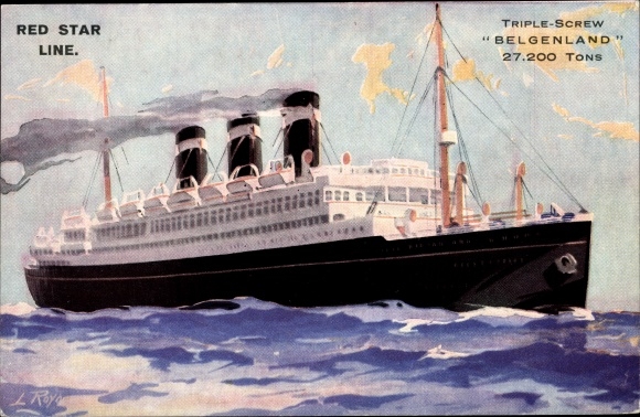 Artist Postcard Steamer Belgenland, Red Star Line, RSL