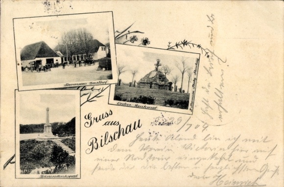 Ak Bilschau Sankelmark Oeversee in Schleswig Holstein, Thomsens Gasthof, Denkmal