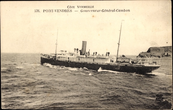 Ak Port Vendres Pyrénées Orientales, Gouverneur General Cambon