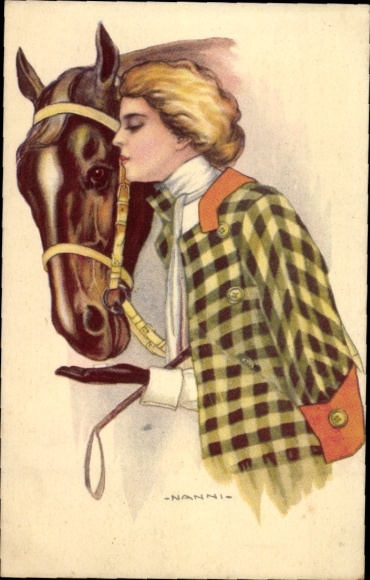 Artist Postcard Nanni, Woman with Horse
