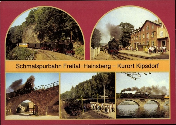 Postcard narrow-gauge railway Freital Hainsberg Kipsdorf, viaduct in Malter, Dippoldiswalde station, Rabenau