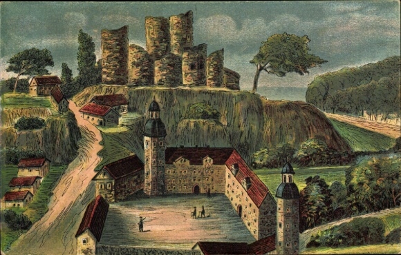Artist Postcard Bad Lobenstein in Thuringia, castle ruins, castle