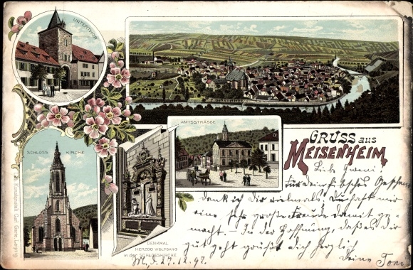 lito Meisenheim am Glan Palatynat, Untertor, Amtsstrasse, pomnik księcia Wolfganga, kościół zamkowy