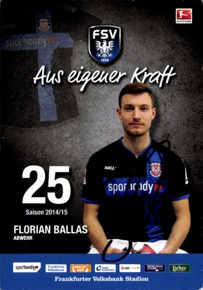 Autogrammkarte Fußballer Florian Ballas, FSV Frankfurt, Autogramm