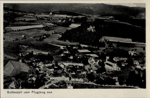 Postcard Gotteszell in Lower Bavaria, aerial photograph