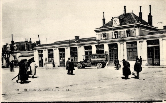Postcard Bourges-Cher, La Gare