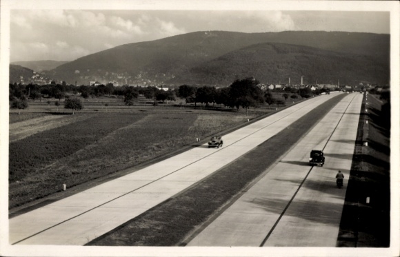 Postcard Reichsautobahn Mannheim Heidelberg