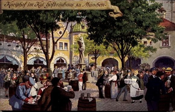 Kunstenaar Ak Quidenus, F., München Beieren, Kneiphof in de Kgl. Hofbräuhuis