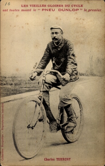 Ak Radrennfahrer Charles Terront, Pneu Dunlop, Reklame