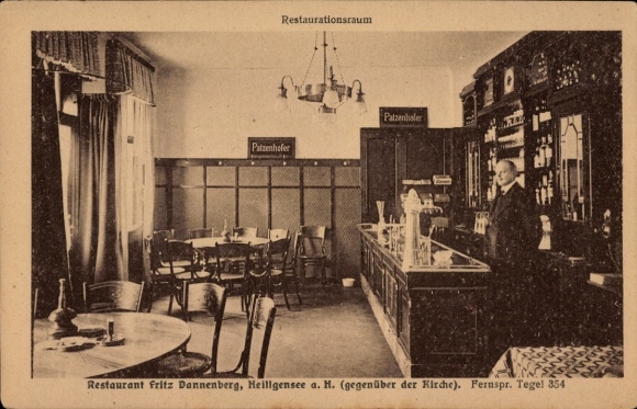 Postcard Berlin Reinickendorf Heiligensee, Restaurant Fritz Dannenberg, Restaurant room