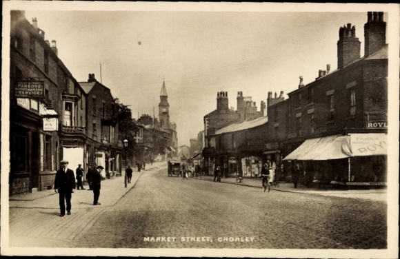 Photo Postcard Chorley Lancashire England, Market Street
