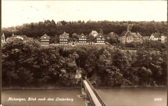 Postcard Melsungen in Hesse, view to the Lindenberg