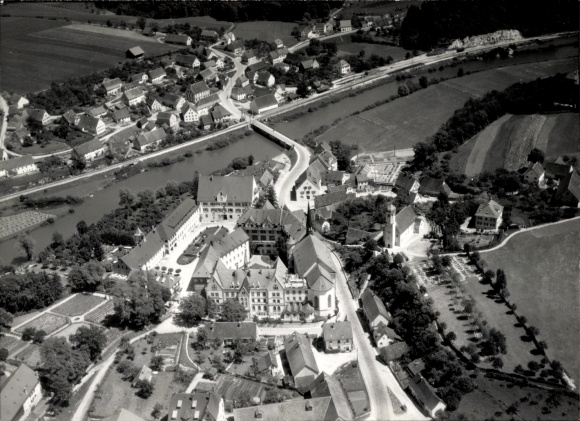 Ak Untermarchtal an der Donau, Aufnahme des Klosters Untermarchtal von Nordwesten